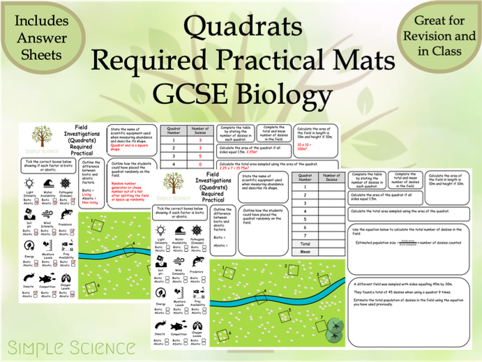 Quadrats (Field Investigations) Required Practical Mat - AQA GCSE Biology
