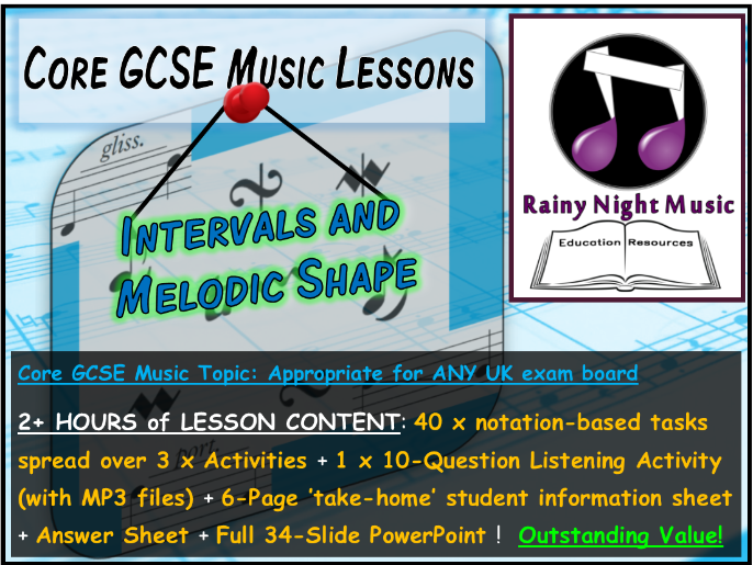 GCSE Music INTERVALS and MELODIC SHAPE Whole Topic