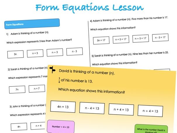 Year 6 Algebra - Form Equations Lesson